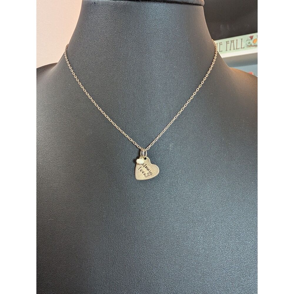 Jennywear 925 Sterling Silver Always Loved Hand Stamped Heart Necklace